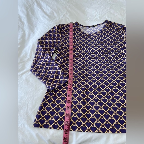 J McLaughlin | Women’s SZ S | Purple Gold Chain Equestrian Print Catalina Top - Picture 2 of 8